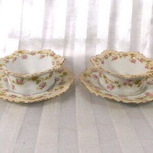 Pair of Two MZ Austria Ramekin and Underplate Sets # 26183